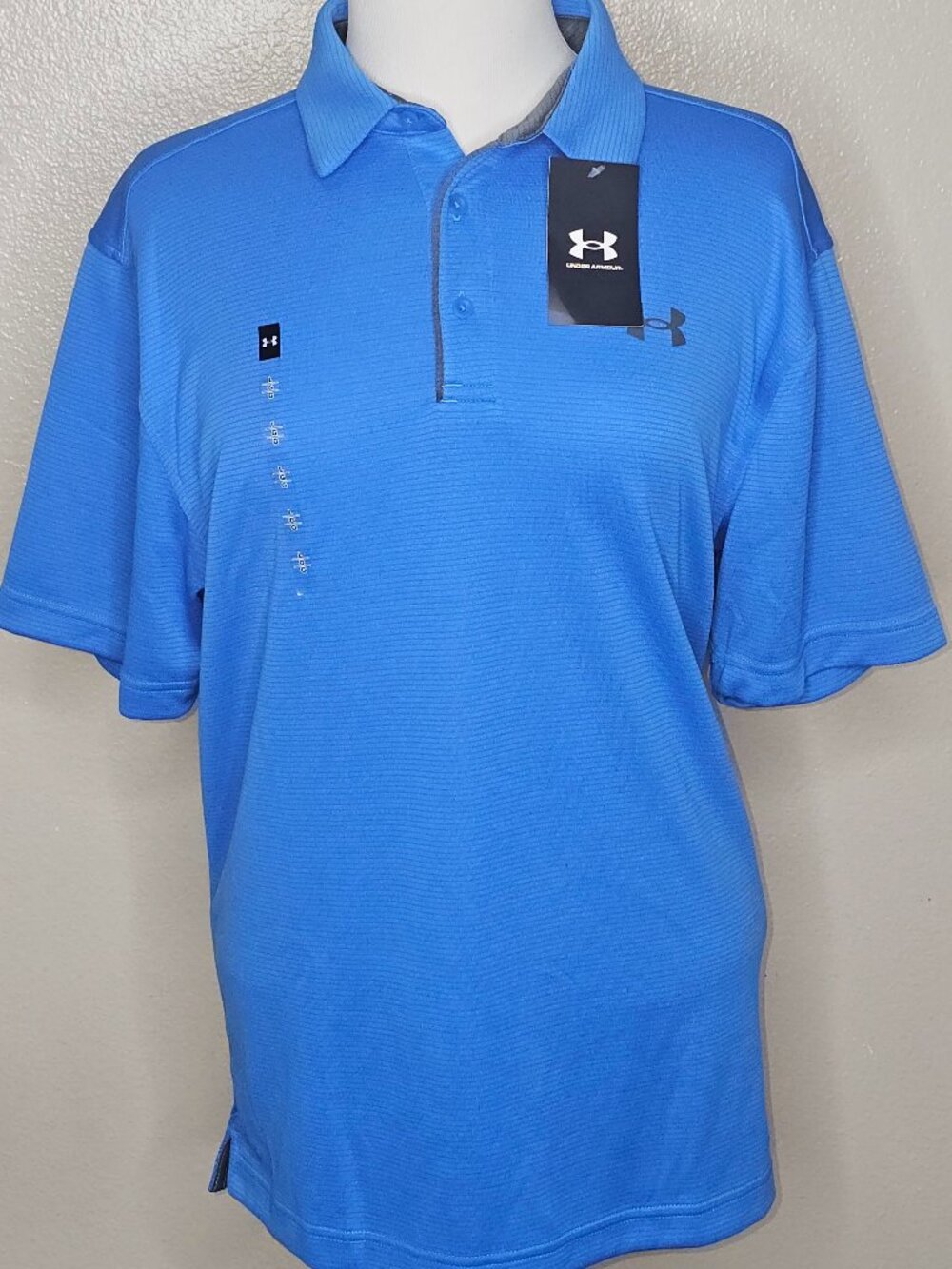 Under Armour Men's Tech Polo SS, Blue, Size L, Logo, Button